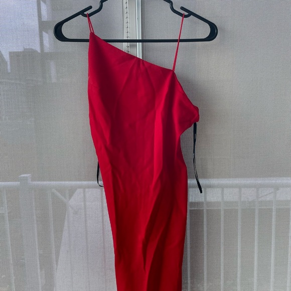 Red Asymmetrical Neck Dress - Picture 1 of 1